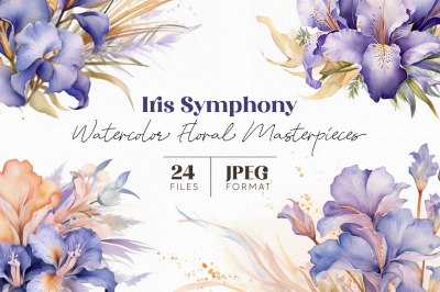 Iris Symphony Watercolor Floral Masterpieces