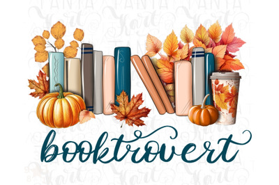 Fall Fublimation Booktrovert Autumn Png Instant Download, Book Reading