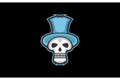 Magician skull head with hat mascot logo design vector template