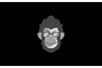 Smart monkey with glasses mascot head logo design vector template