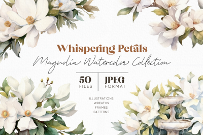 Whispering Petals Magnolia Watercolor Collection