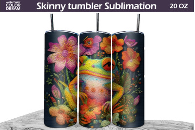 &nbsp;Tumbler Frog Embroidery PNG | 3D Frog Tumbler Wrap