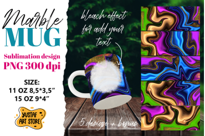 Neon glow sublimation mug wrap bundle.Fluid art PNG design