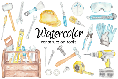 Construction tools watercolor clipart
