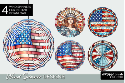 4th Of July Stained Glass Wind Spinner Sublimation Bundle