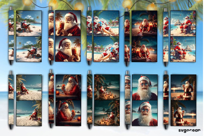 Christmas in July Pen Wraps | Santa on the Beach | Sublimation