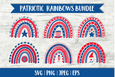 American rainbows bundle. Cute patriotic clipart SVG