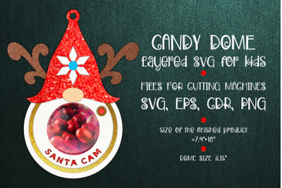 Santa Cam Gnome | Christmas Candy Dome Template