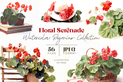 Floral Serenade Watercolor Begonias Collection