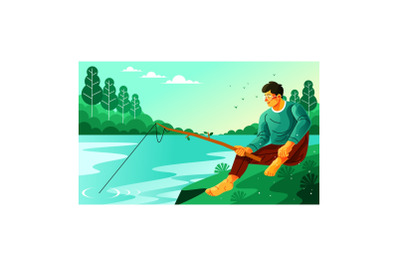 Fishing With Rods Made From Twigs And String
