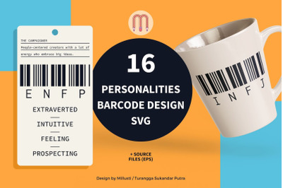 16 Personalities Barcode Design SVG | Psychology Test MBTI INFJ INTJ