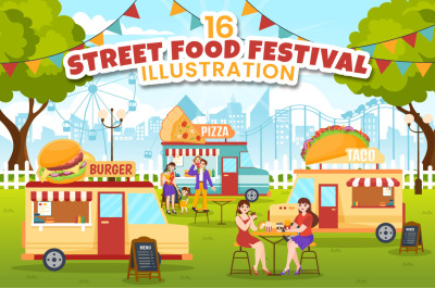 16 Street Food Festival Event Illustration