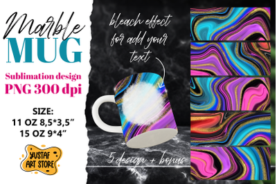 Neon marble sublimation mug wrap bundle.Fluid art PNG design