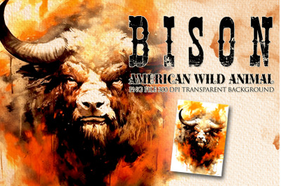 Bison American wild animal clipart