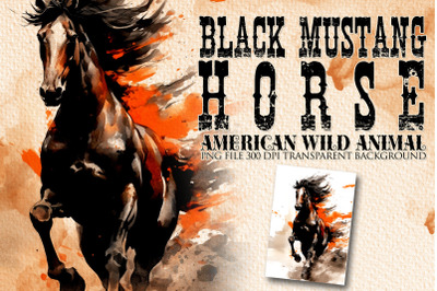 Black Horse American wild animal clipart