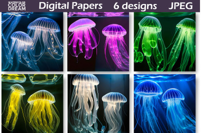 Jellyfish Illustration | Jellyfish Digital Paper