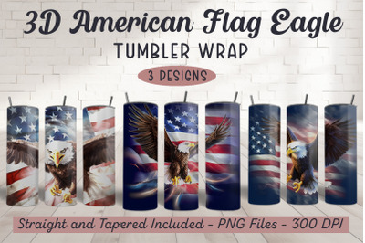 3D American Flag Eagle Tumbler Wrap