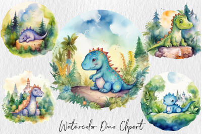 Watercolor dinosaur clipart
