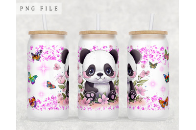 Baby Panda Libbey Glass Can Wrap, 16oz Glass Can Sublimation Design