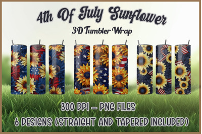4th Of July Sunflower Tumbler Wrap
