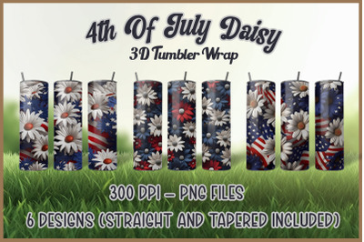 4th Of July Daisy 3D Tumbler Wrap
