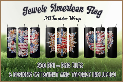 Jewels American Flag 3D Tumbler Wrap