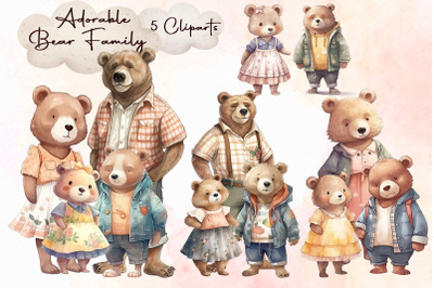 Adorable Bear Family Cliparts