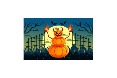 Scary Pumpkin Monster Halloween