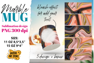 Peach Grey marble sublimation mug wrap bundle.Fluid art PNG