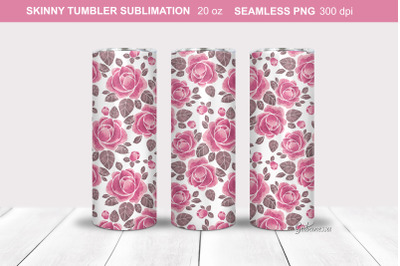 Watercolor roses seamless Tumbler Wrap | Tumbler Sublimation