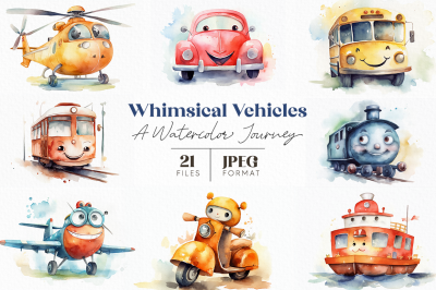 Whimsical Vehicles A Watercolor Collection