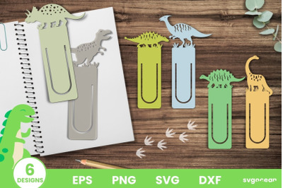 Dinosaur Bookmark SVG Bundle | Papercut | Cute Bookmark