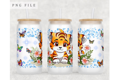 Tiger Cub Libbey Glass Can Wrap, 16oz Glass Can Sublimation Design