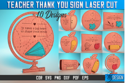 Thank You Teacher Sign Laser Cut SVG | Teacher Laser Cut SVG Design |