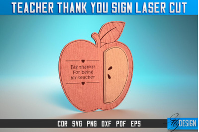 Thank You Teacher Sign Laser Cut SVG | Teacher Laser Cut SVG Design |