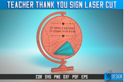 Thank You Teacher Sign Laser Cut SVG | Teacher Laser Cut SVG Design |