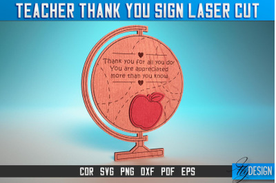 Thank You Teacher Sign Laser Cut SVG | Teacher Laser Cut SVG Design |