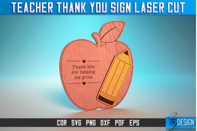 Thank You Teacher Sign Laser Cut SVG | Teacher Laser Cut SVG Design |