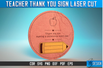 Thank You Teacher Sign Laser Cut SVG | Teacher Laser Cut SVG Design |