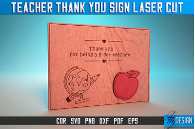 Thank You Teacher Sign Laser Cut SVG | Teacher Laser Cut SVG Design |