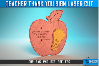 Thank You Teacher Sign Laser Cut SVG | Teacher Laser Cut SVG Design |