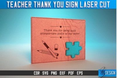 Thank You Teacher Sign Laser Cut SVG | Teacher Laser Cut SVG Design |