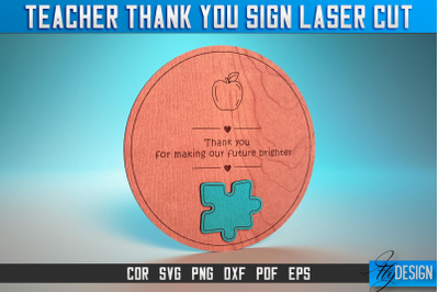 Thank You Teacher Sign Laser Cut SVG | Teacher Laser Cut SVG Design |