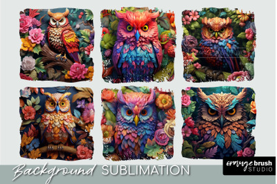 3D Owl Rainbow Background | 3D Sublimation Designs