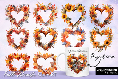 Fall Wreath Clipart Bundle, Fall Leaves PNG