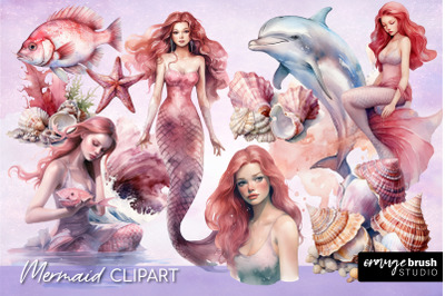 Mermaid Clipart Bundle, Mermaid Sublimation Designs PNG