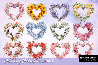 Wedding Wreaths PNG Sublimation Bundle Heart Floral Frame