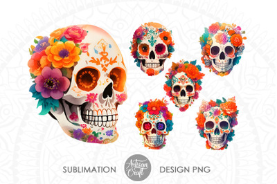 Sugar skull PNG, sublimation design, sugar skull clipart