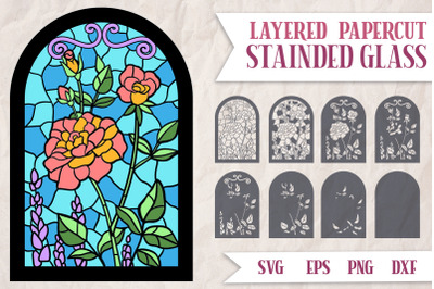 Rose Garden Papercut Stained Glass
