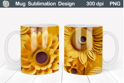 3D Flowers Mug Wrap | 3D Sunflowers Mug Wrap&nbsp;